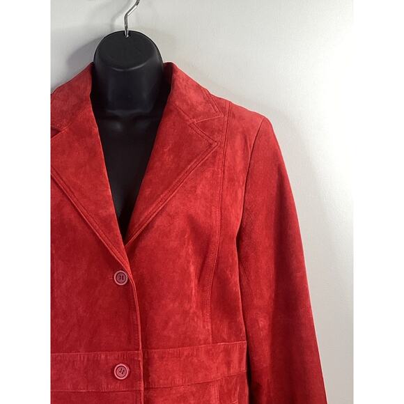 Liz Claiborne Brick Red Suede Blazer Jacket Womens Size L Flawed - Picture 2 of 9